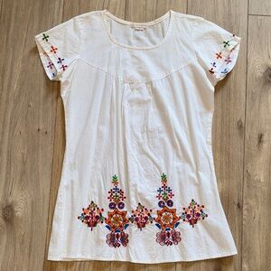 RUDRAKSHA Short Sleeve Embroidered Bright Floral Design Mini Dress